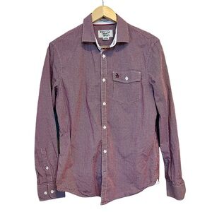 Original Penguin Burgundy Checkered Long Sleeve Shirt Size Medium Cotton
